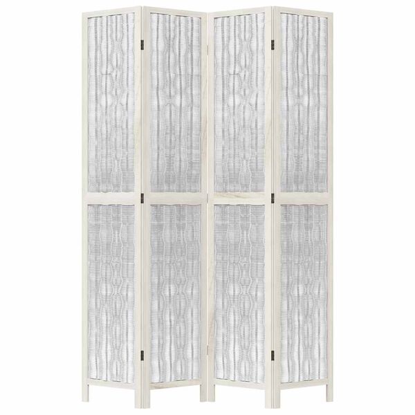 vidaXL Cloison de s&eacute;paration 4 panneaux blanc bois de paulownia massif