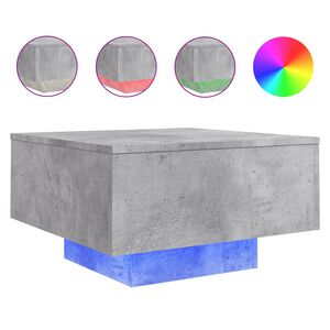 vidaXL Table basse avec lumi&egrave;res LED gris b&eacute;ton 55x55x31 cm