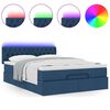 vidaXL Lit ottoman avec matelas et LED bleu 140x190 cm tissu