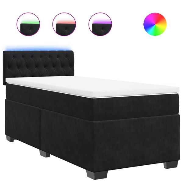 vidaXL Sommier &agrave; lattes de lit avec matelas Noir 90x200 cm Velours