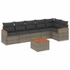 vidaXL Salon de jardin avec coussins 7 pcs gris r&eacute;sine tress&eacute;e
