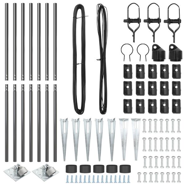 vidaXL Poteaux de clôture 7 pcs Gris Ø32mm 170 cm Acier galvanisé