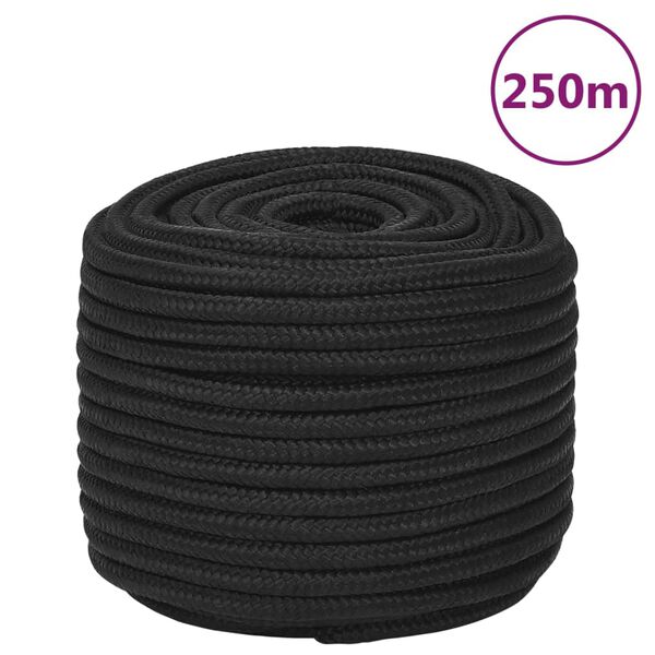 vidaXL Corde de bateau Noir complet 12 mm 250 m Polypropyl&egrave;ne