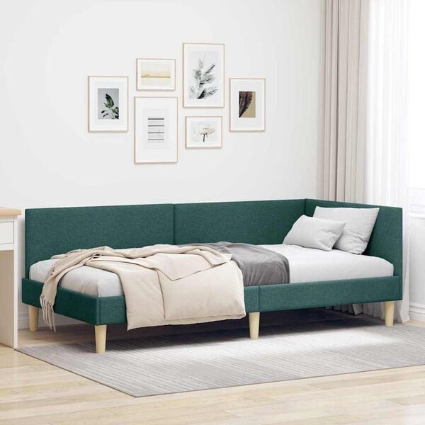 vidaXL Cadre de lit d'angle Vert foncé 100 cm x 200 cm Velours