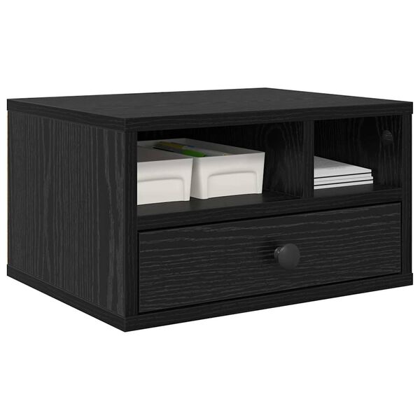 vidaXL Support d'imprimante avec tiroir Ch&ecirc;ne noir 40 x 32 x 24 cm