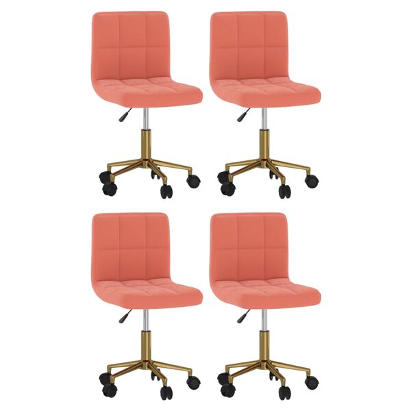 vidaXL Chaises pivotantes &agrave; manger lot de 4 rose velours