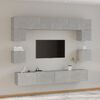 vidaXL Ensemble de meubles TV 8 pcs Gris b&eacute;ton Bois d'ing&eacute;nierie