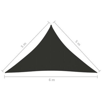 vidaXL Voile de parasol Tissu Oxford triangulaire 5x5x6 m Anthracite