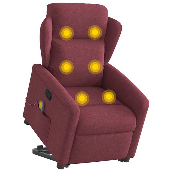 vidaXL Fauteuil inclinable de massage Rouge bordeaux Tissu