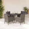vidaXL Ensemble &agrave; manger de jardin 5 pcs coussins gris r&eacute;sine tress&eacute;e