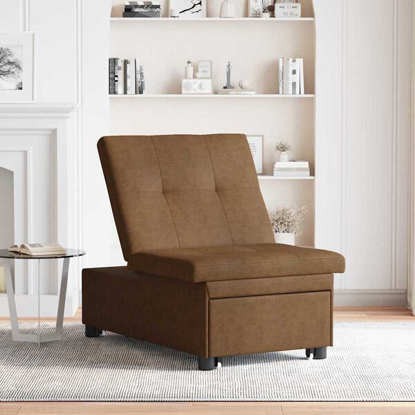 vidaXL Canap&eacute;-Lit Marron 194 x 67 x 82 cm Tissu Huahua