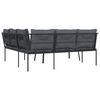 vidaXL Ensemble de canapés de jardin et coussins noir acier textilène