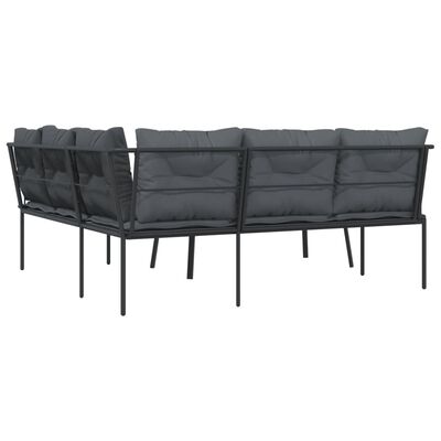 vidaXL Ensemble de canapés de jardin et coussins noir acier textilène