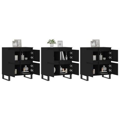 vidaXL Buffets 3 pcs noir bois d'ingénierie