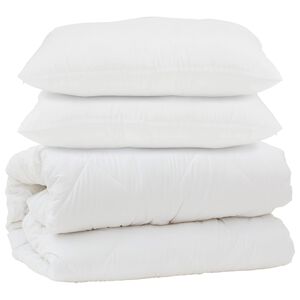 vidaXL Couette avec oreiller 3 pcs Blanc Microfibre