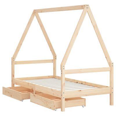 vidaXL Cadre de lit pour enfant et tiroirs 80x160cm bois de pin massif