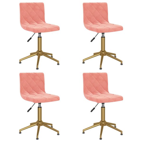 vidaXL Chaises pivotantes &agrave; manger lot de 4 rose velours