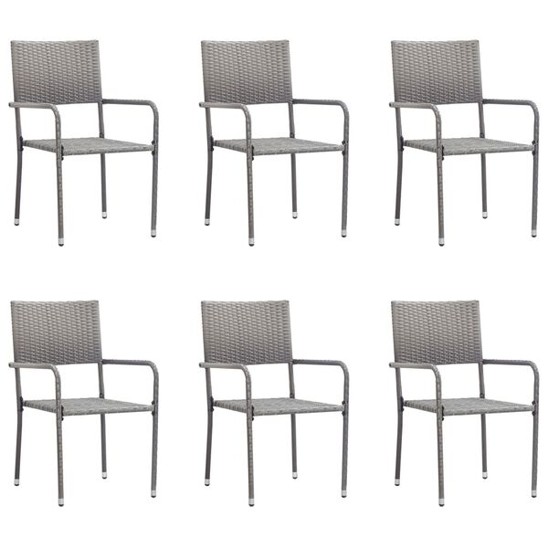 vidaXL Chaise &agrave; d&icirc;ner de jardin empilable lot de 6 gris r&eacute;sine tress&eacute;e