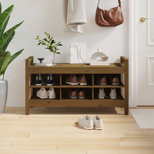 vidaXL Banc d'entr&eacute;e Marron miel 110x40x60 cm Bois de pin massif