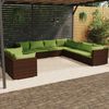 vidaXL Salon de jardin avec coussins 9 pcs marron résine tressée
