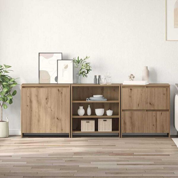 vidaXL Buffet 3 pcs Ch&ecirc;ne artisanal 70 x 41 x 75 cm Bois d'ing&eacute;nierie