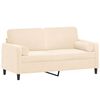 vidaXL Canap&eacute; 2 places et oreillers et coussins Cr&egrave;me 140 cm Velours