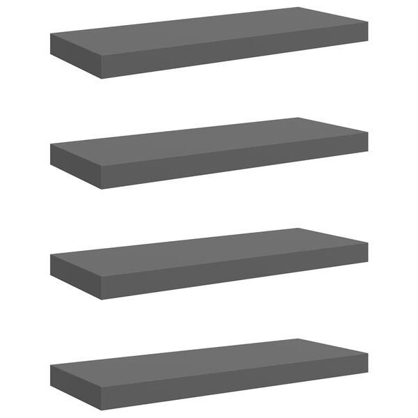 vidaXL Étagère murale flottante 4 pcs Gris brillant 60x23,5x3,8 cm MDF