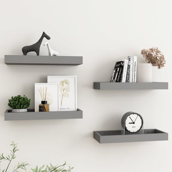 vidaXL &Eacute;tag&egrave;res murales Loggia 4 pcs Gris 40x15x4 cm MDF