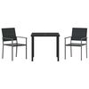 vidaXL Ensemble de salle &agrave; manger pour jardin 3 pcs Noir Rotin PE