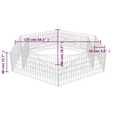 vidaXL Lit surélevé à gabion hexagonale 200x173x40 cm