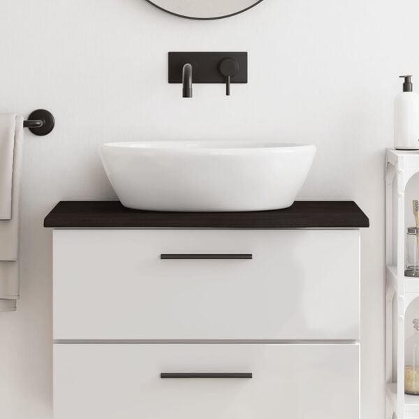 vidaXL Comptoir de salle de bain marron fonc&eacute; 80x40x2 cm bois trait&eacute;