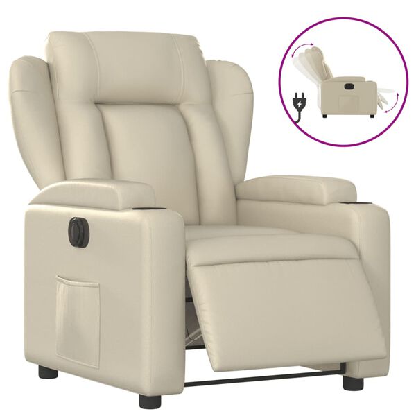 vidaXL Fauteuil inclinable &eacute;lectrique Cr&egrave;me Similicuir