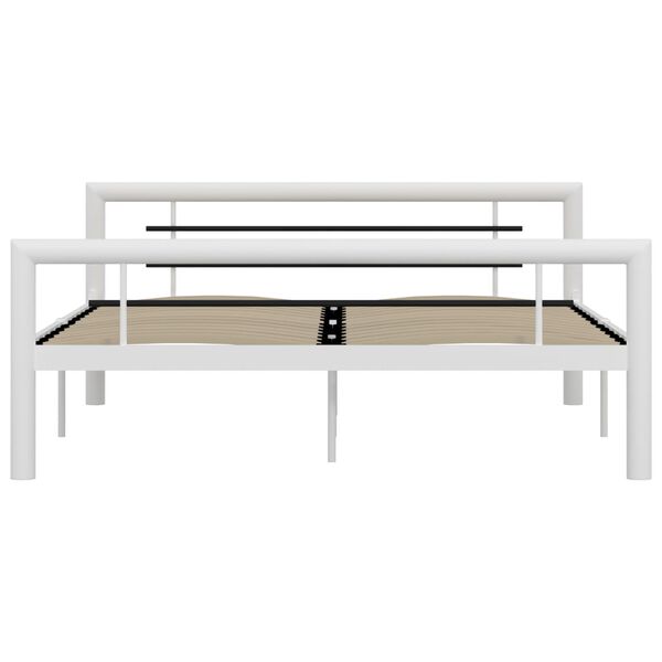 vidaXL Cadre de lit sans matelas blanc et noir m&eacute;tal 120x200 cm