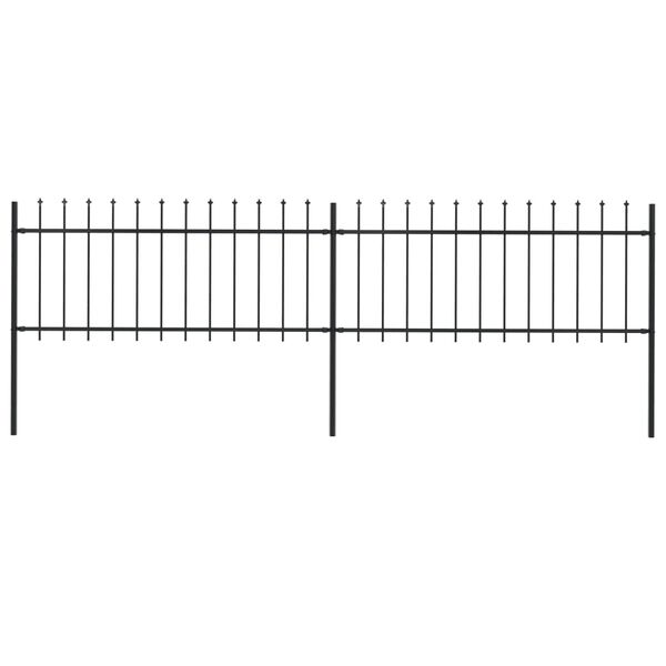 vidaXL Cl&ocirc;ture de jardin avec dessus en forme de lance en acier 359 x 80 cm Noir