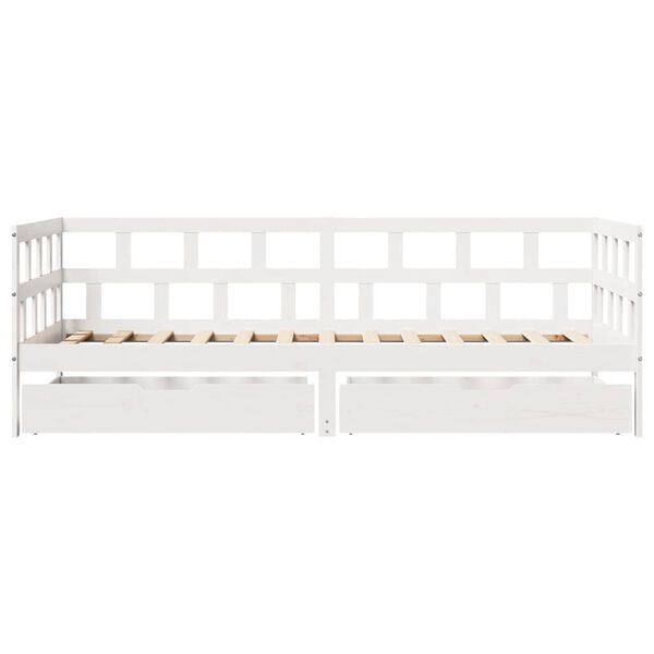 vidaXL Lit de jour et tiroirs sans matelas blanc 80x200 cm bois massif
