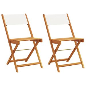 vidaXL Chaises pliantes 2 pcs blanc cr&egrave;me bois massif d'acacia & tissu