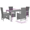 vidaXL Ensemble &agrave; manger de jardin coussins 5pcs Noir R&eacute;sine tress&eacute;e
