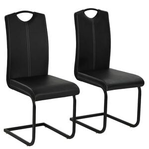 vidaXL Chaises &agrave; manger cantilever lot de 2 noir similicuir