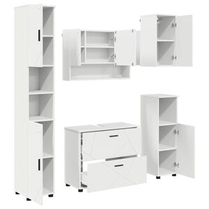 vidaXL Ensemble de mobilier de salle de bain avec tiroir 5 pcs Blanc