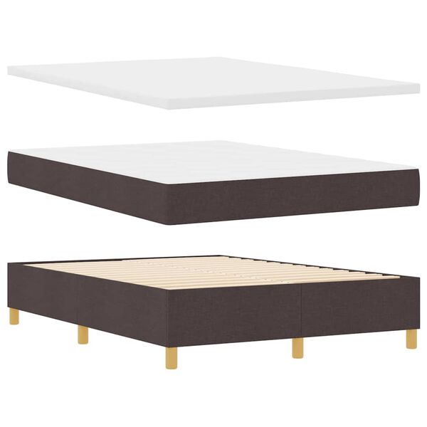 vidaXL Lit &agrave; ressorts avec matelas Marron fonc&eacute; 140 x 200 cm tissu