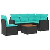 vidaXL Salon de jardin 6 pcs avec coussins noir r&eacute;sine tress&eacute;e