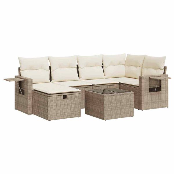 vidaXL Salon de jardin avec coussins 6 pcs beige résine tressée