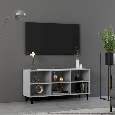 vidaXL Meuble TV avec pieds en métal Gris béton 103,5x30x50 cm