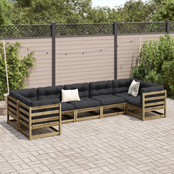 vidaXL Salon de jardin 7 pcs bois de pin impr&eacute;gn&eacute;