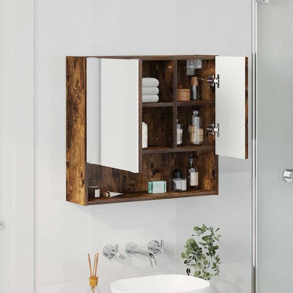 vidaXL Armoire Miroir Ch&ecirc;ne fum&eacute; 59 x 17 x 55 cm Bois d'ing&eacute;nierie