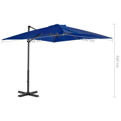 vidaXL Parasol de jardin en porte-à-faux mât en aluminium bleu azuré