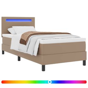 vidaXL Lit &agrave; ressorts Cappuccino 90 x 200 cm Simili cuir