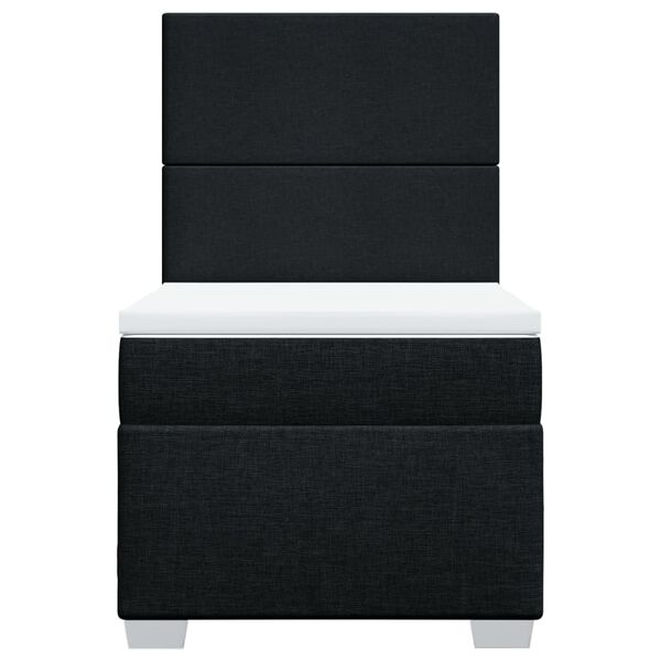 vidaXL Sommier &agrave; lattes de lit avec matelas Noir 90x190 cm Tissu