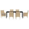 vidaXL Ensemble de salle &agrave; manger pour jardin 7 pcs Beige polyrotin