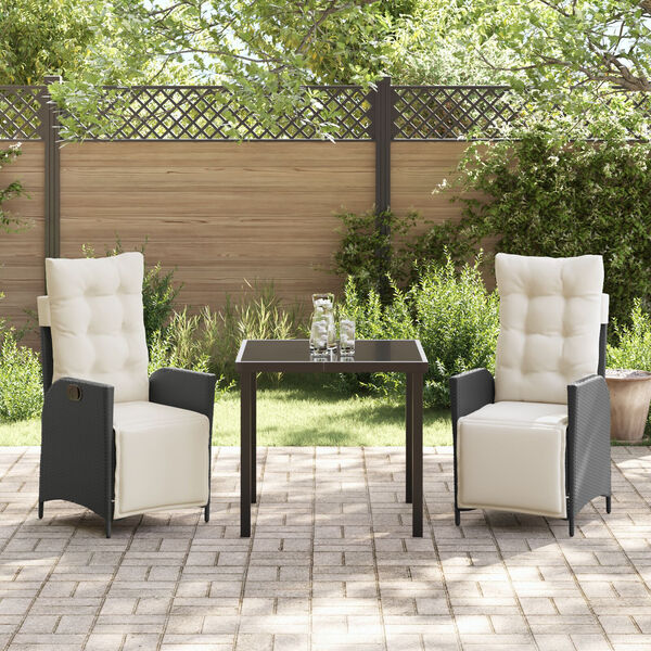 vidaXL Ensemble de salle &agrave; manger pour jardin 9 pcs Noir polyrotin